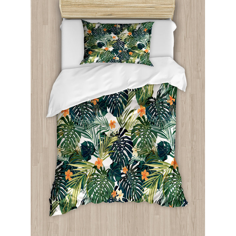 Okehampt Green/Orange Microfibre 350 TC Duvet Cover Set, Single Duvet Cover + 1 Standard Pillowcase