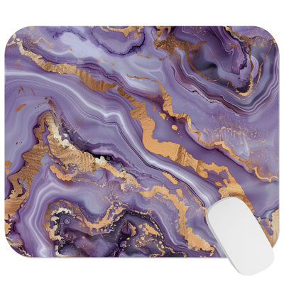 Abstract Golden Purple Marble Geode Modern Gaming Cute Office Laptop Desk Pad Gift Mat Square Rectangle Non-Slip Mousepad