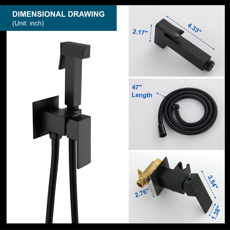 Wall Mount Vertical Bidet Faucet, Matte Black