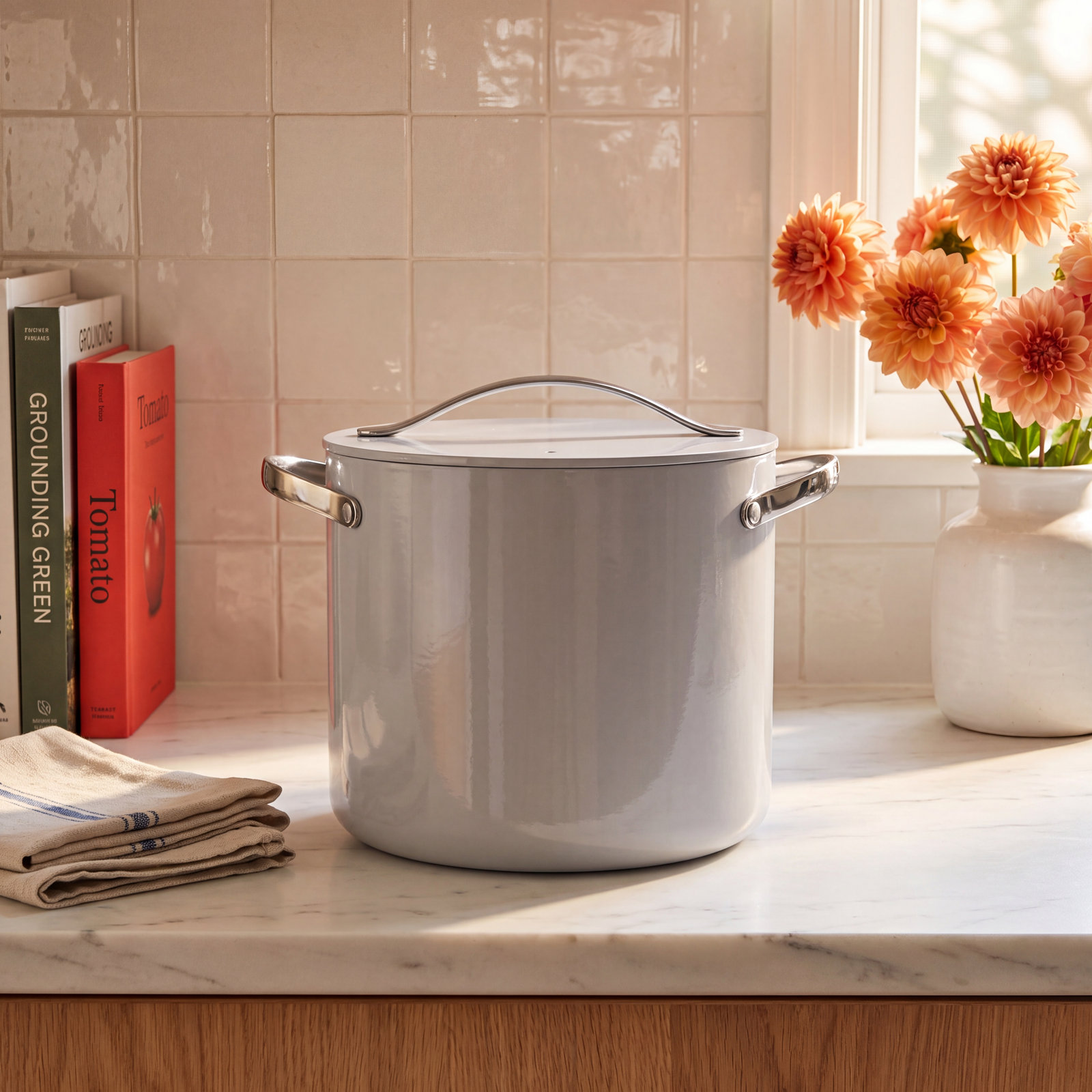 Caraway Ceramic Non-Stick Petite Cooker, Gray, 12 quarts