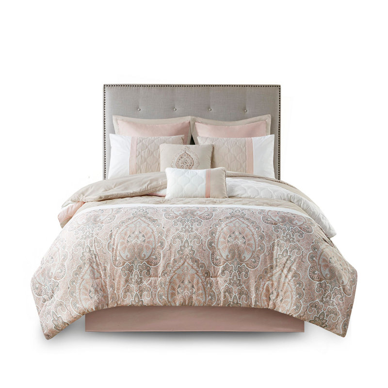 King 8 Piece Comforter Set, King Comforter + 7 Additional Pieces, Blush