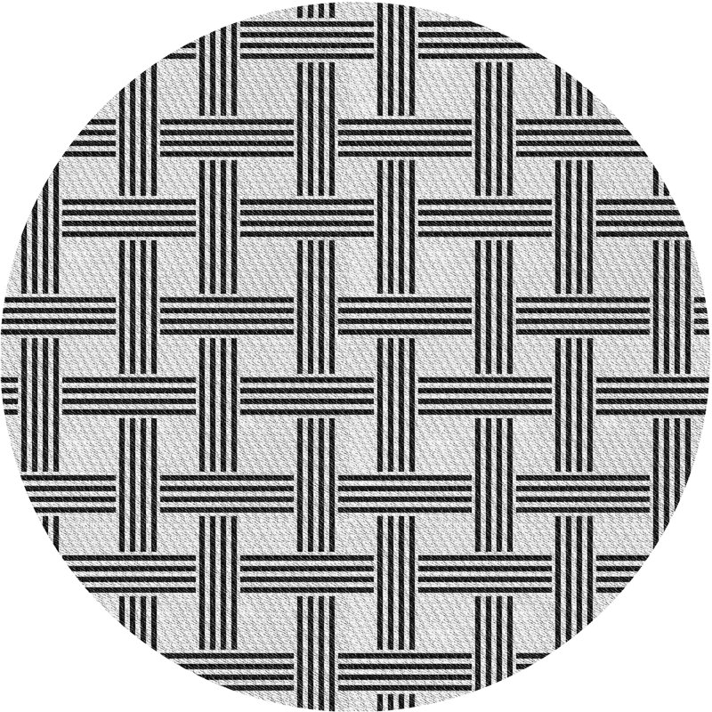 Tapis de zone noire à motifs, Rond 7 pi