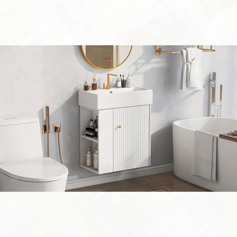 Meuble-lavabo flottant avec vasque en céramique