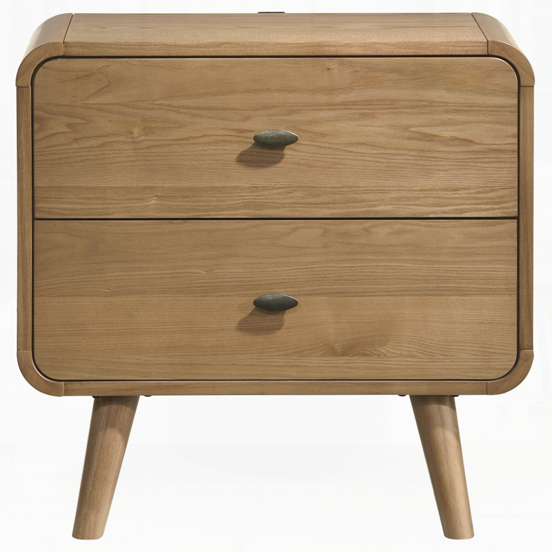 2-Drawer Nightstand Bedside Table Light Ash