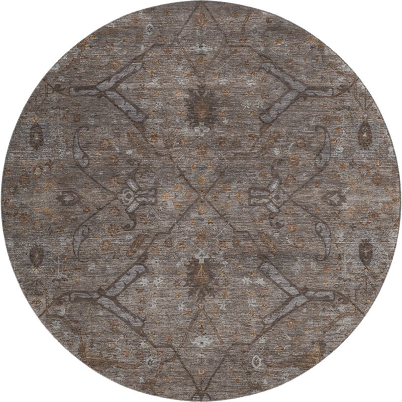 Tapis lavable à la machine de qualité supérieure Mayfield AMF2299, Rond 8 pi, Brun