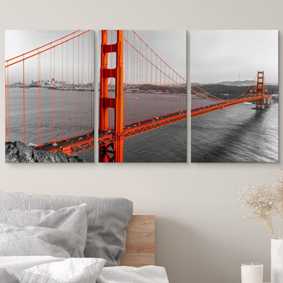 Red Gold Gate Bridge in San Francisco Nature Wilderness Photography Realism Rustic Scenic