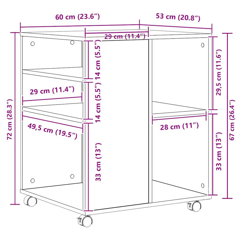 Achava 60cm Wide File Cabinet, Brown