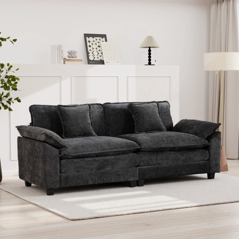 Causeuse à accoudoirs en chenille plus large avec canapé modulaire moderne et confortable à double couche pour le salon, la chambre à coucher et les appartements