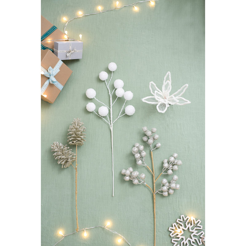 Faux Pinecone Spray   Set of 6   22"H   Silver