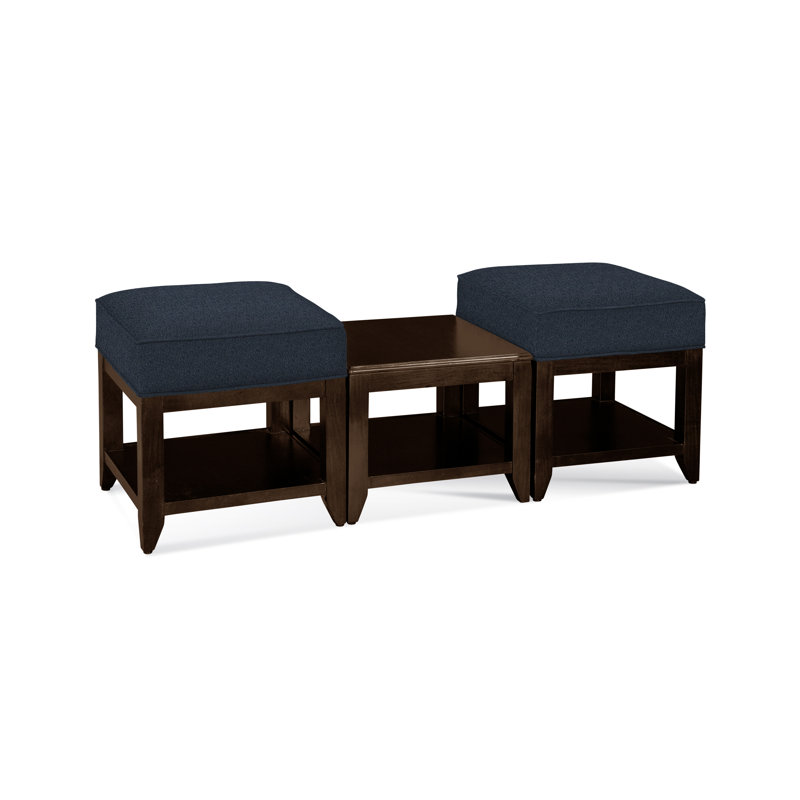 Elements Upholstered Cube Ottoman, Navy Crypton Performance; 0822-61, Coffee