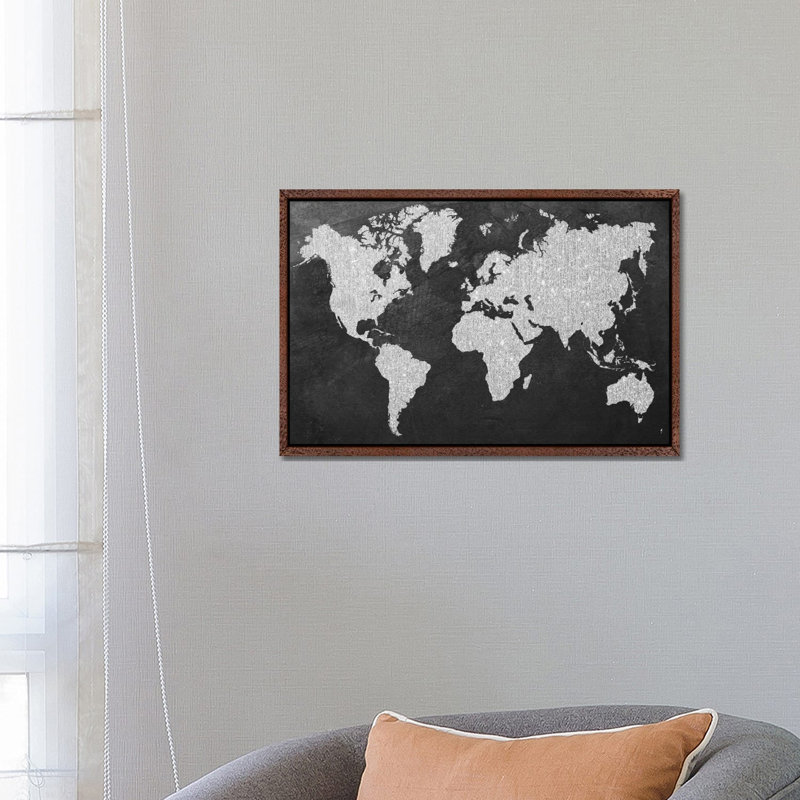 Grey Map by Natasha Wescoat - Gallery-Wrapped Canvas Giclée on Canvas, Classic Wood Framed, 66.04 cm H x 45.72 cm W