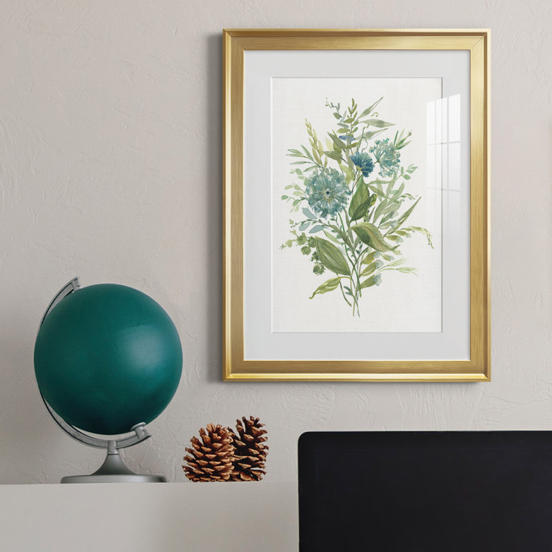 Greenery II - Peinture sur toile encadrée, H 18,5 po x l 24,5 po x P 1,5 po, Or