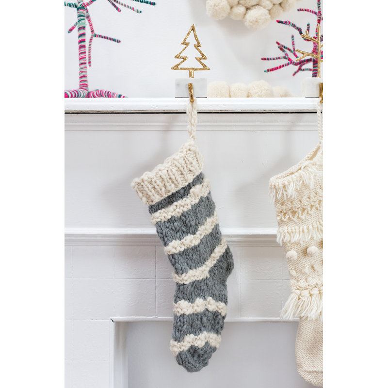 Gray Hand Knit Stocking