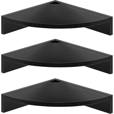 Floating Corner Shelves Wall Mount, Wood Corner Wall Shelf Set For Bedroom Bathroom Kitchen Living Room Office, Rustic Decor With Cable Hole, Sturdy Particle Board Construction, Easy Installation