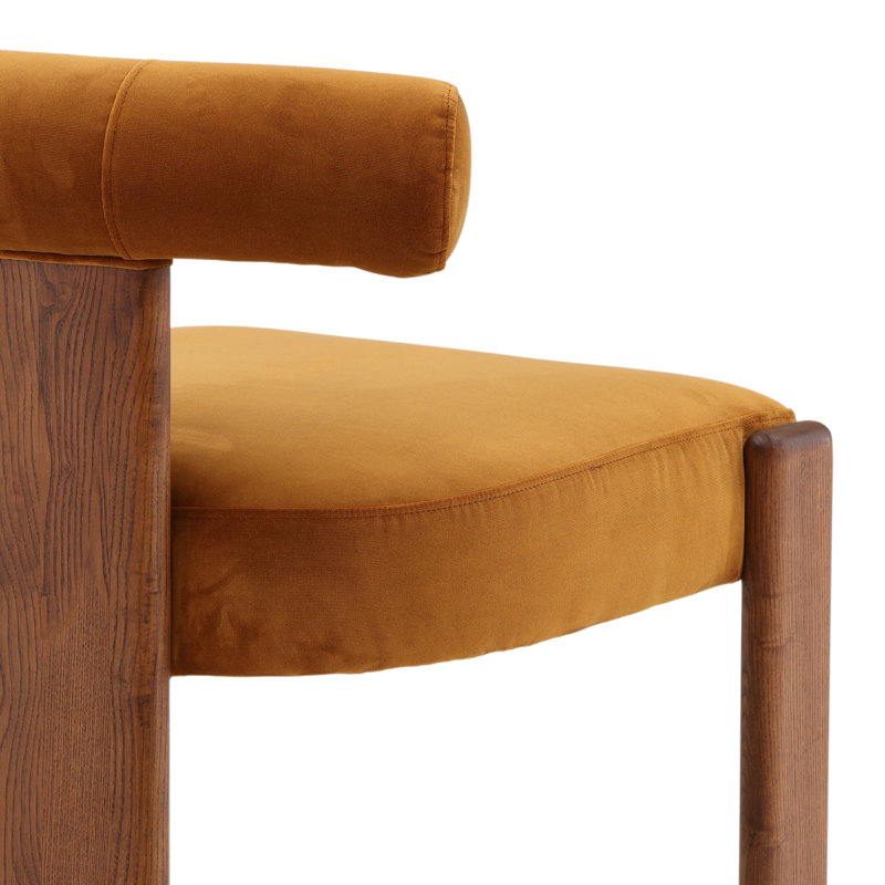 Gwyneth Rubberwood Upholstered Dining Chair, Cream, Brown, Brown Wood