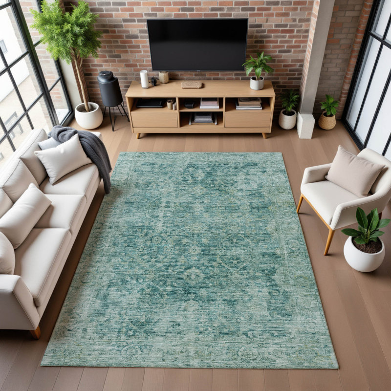 Premium Machine Washable Otte AMF1773 Border Rug, Rectangle 3' x 5'