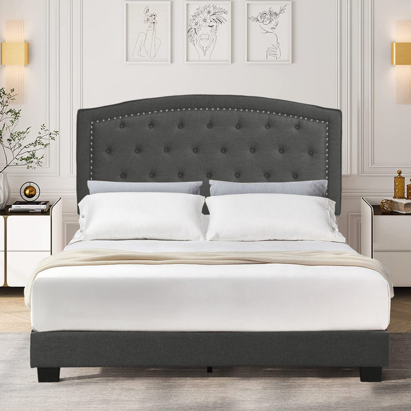 Jonithan Upholstered Bed, Dark Gray, Full