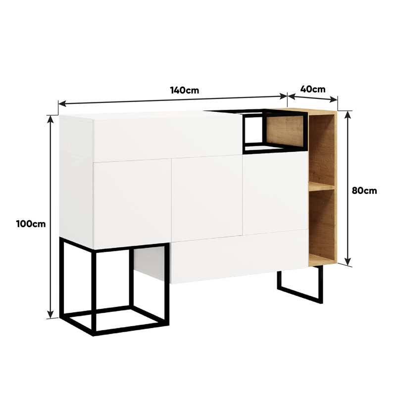 Harmehar 140cm W 2 - Drawer Chest of Drawers