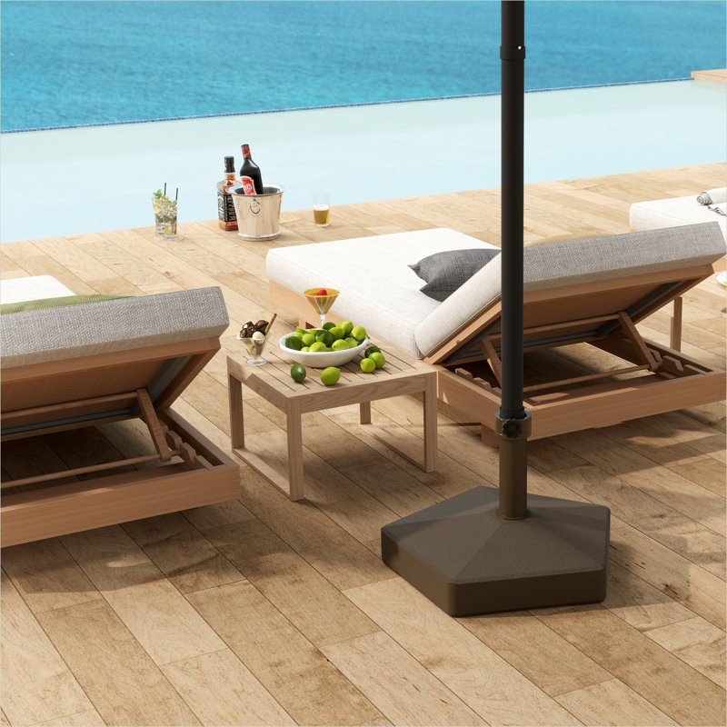 Base de parasol robuste remplissable avec mât vissé, PEHD brun riche, 22 x 22 x 14,2 pouces