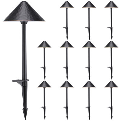 Lampe de jardin DEL basse tension 5 CCT, 12-24 V CA/CC, bordure dorée noire, luminaire en aluminium