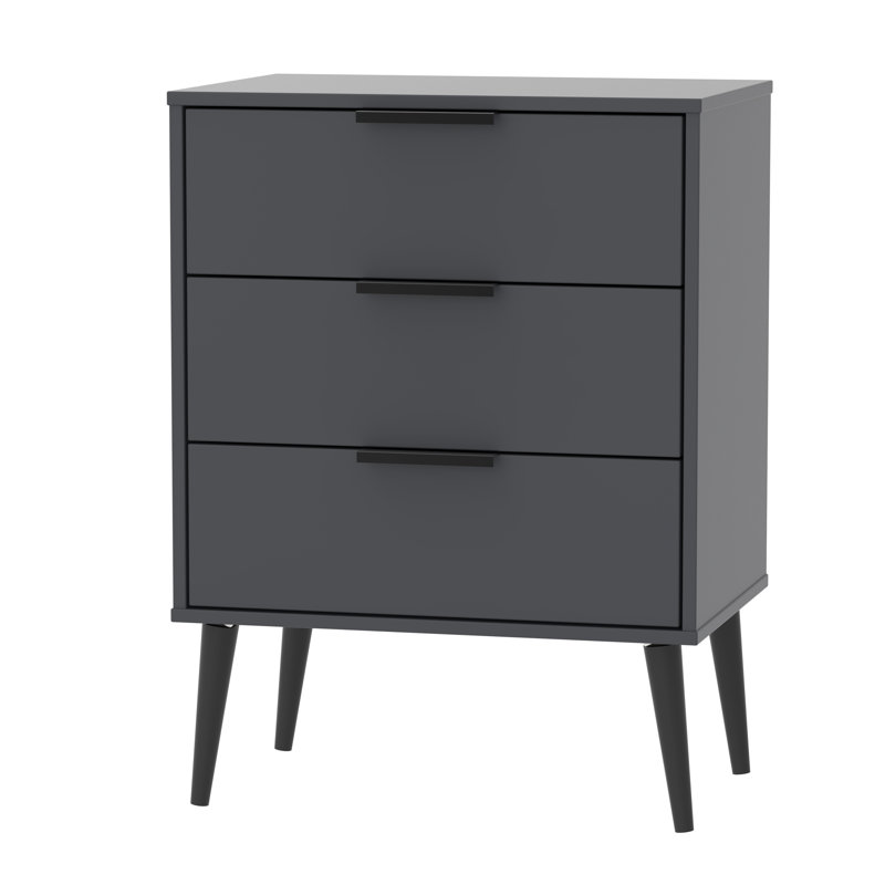 Fully Assembled Euart 3 Drawer Chest, Graphite/Black