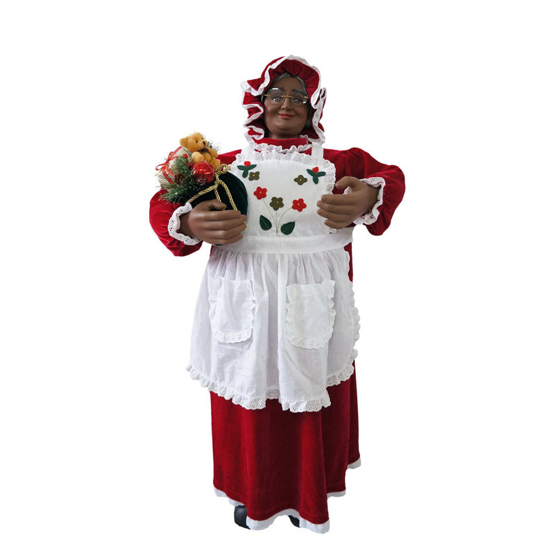 3-Ft Red Velvet and White Apron Mrs. Claus Animatronic