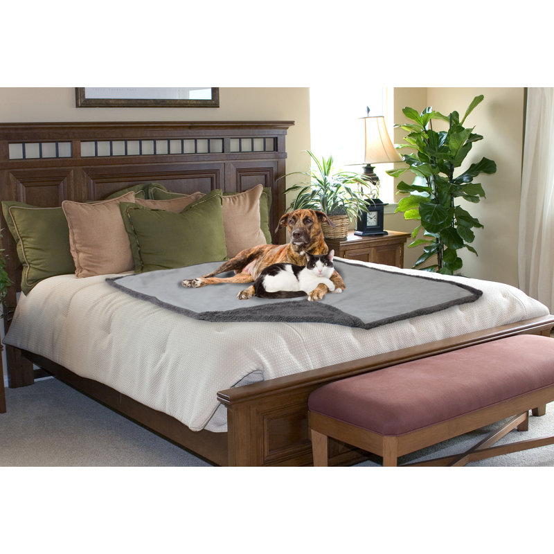Light Gray and Dark Gray Reversible Fleece Sherpa Throw Blanket for Pets and Babies