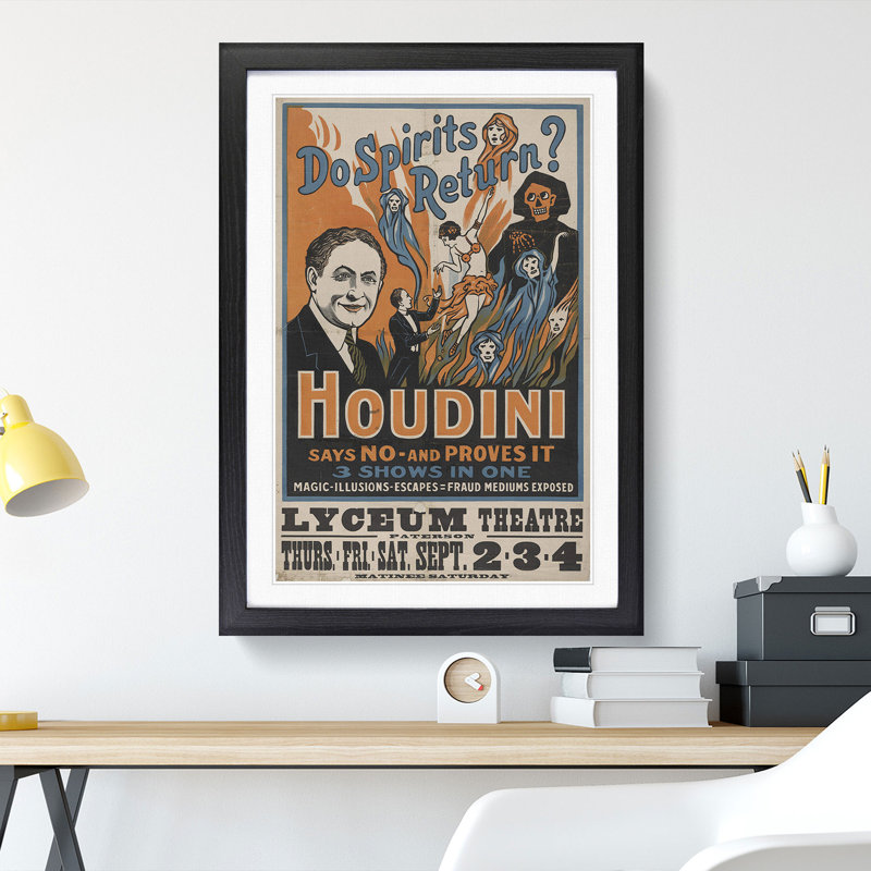 Houdini - Picture Frame Graphic Art, Black Framed, 65cm H x 48cm W x 2cm D