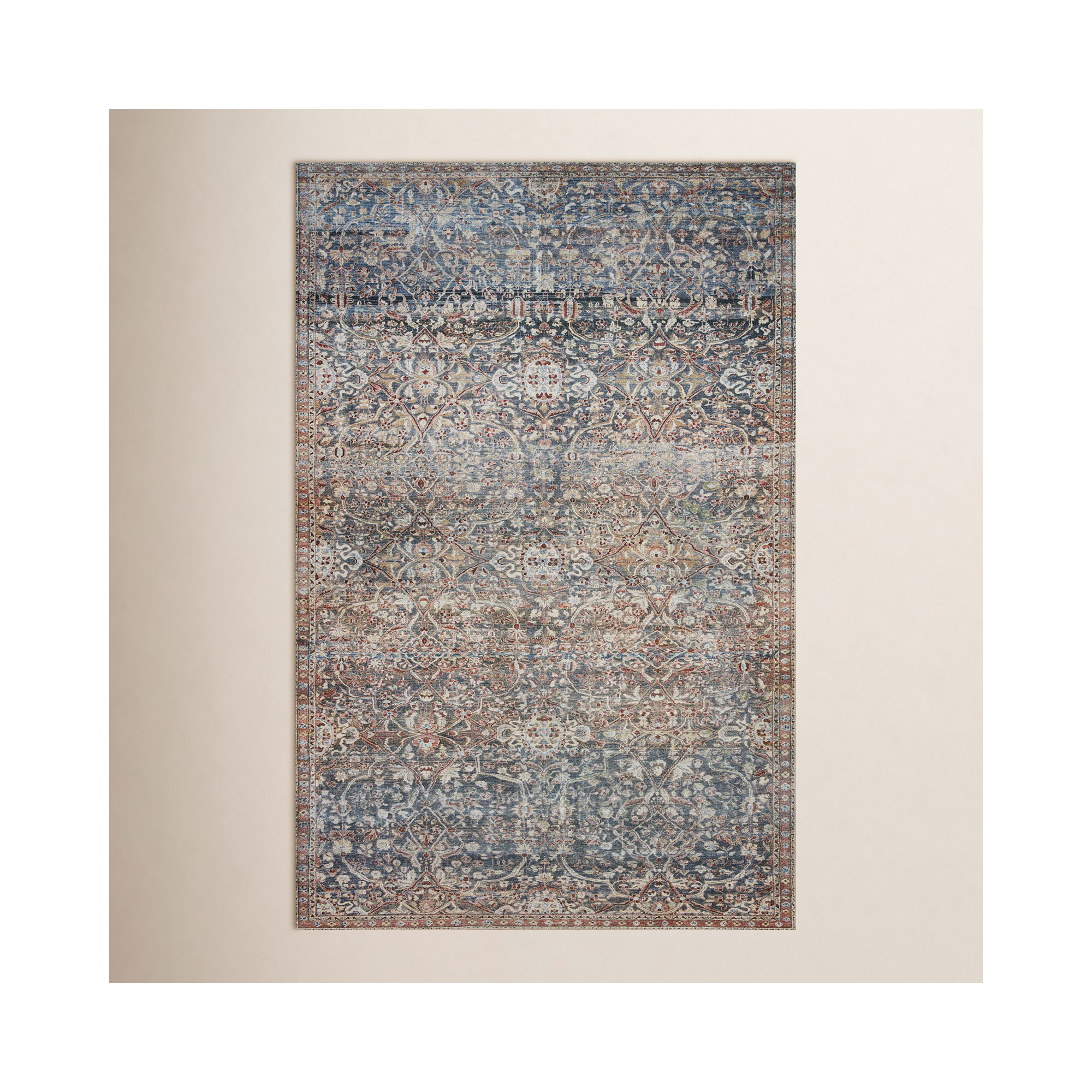 Chris Loves Julia x Loloi Jules Oriental Denim/Spice Area Rug, Rectangle 8'6" x 11'6"