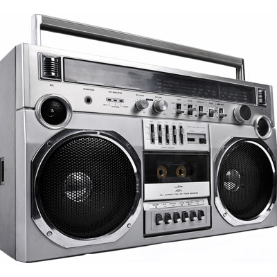 Sp03001 1980S Silver Radio Boom Box Boombox Cassette Deck Stereo Cardboard Cutout Standee Standup
