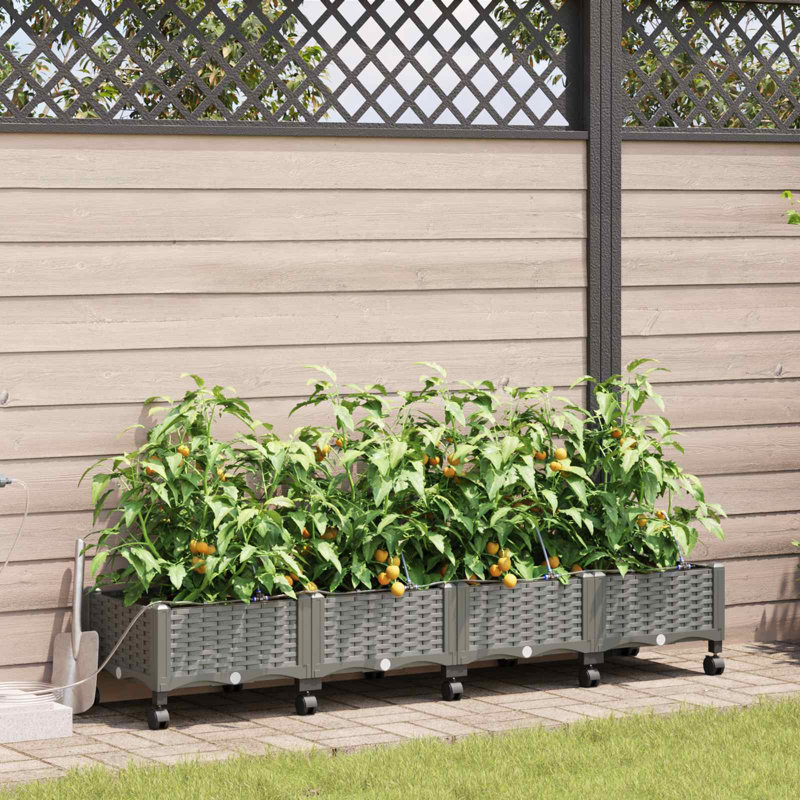 Planter, 28cm H x 160cm W x 40cm D, Light Grey