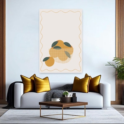 «Warm Citrus Bowl», art moderne de paysage abstrait de fruits biologiques