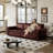 Faux Leather Convertible Sleeper Sofa with Nailhead Trim & Rolled Arm,Pull Out Sofa Bed-1146602216
