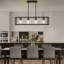 Luminaire suspendu linéaire à 4 lumières pour îlot de cuisine avec abat-jour en verre transparent Khase