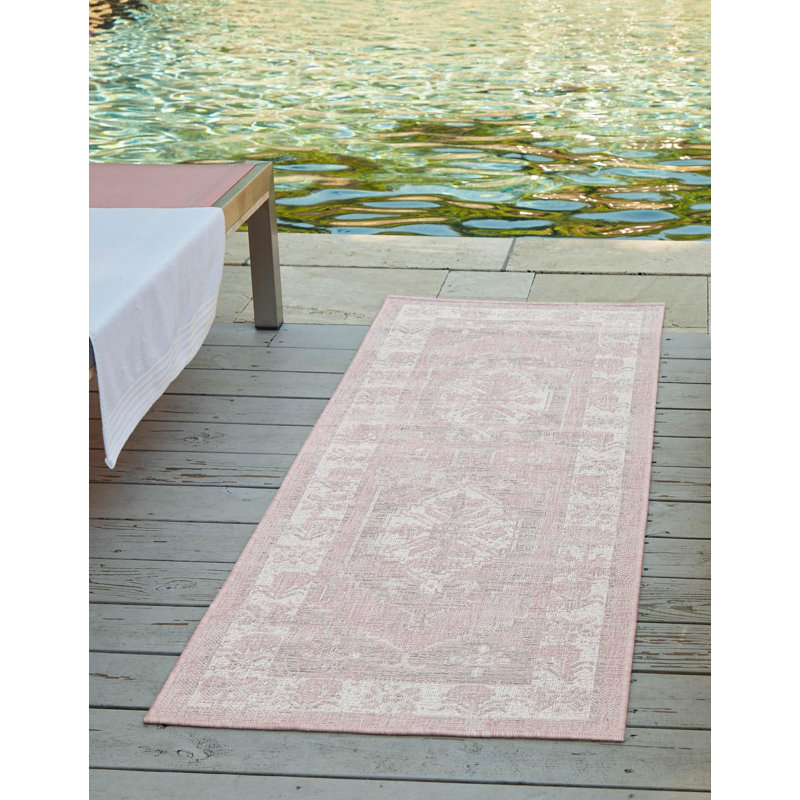Tapis d'extérieur couleur nil rose, Tapis de couloir 2 pi 7 po x 12 pi