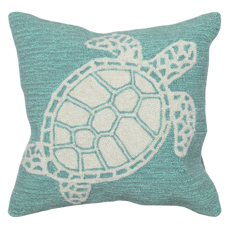 Blue Turtle Hand Hooked Indoor/Outdoor Square Pillow Set