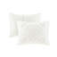 Ensemble d'édredon damassé en coton 3 pièces touffeté blanc cassé-122118566-122118569