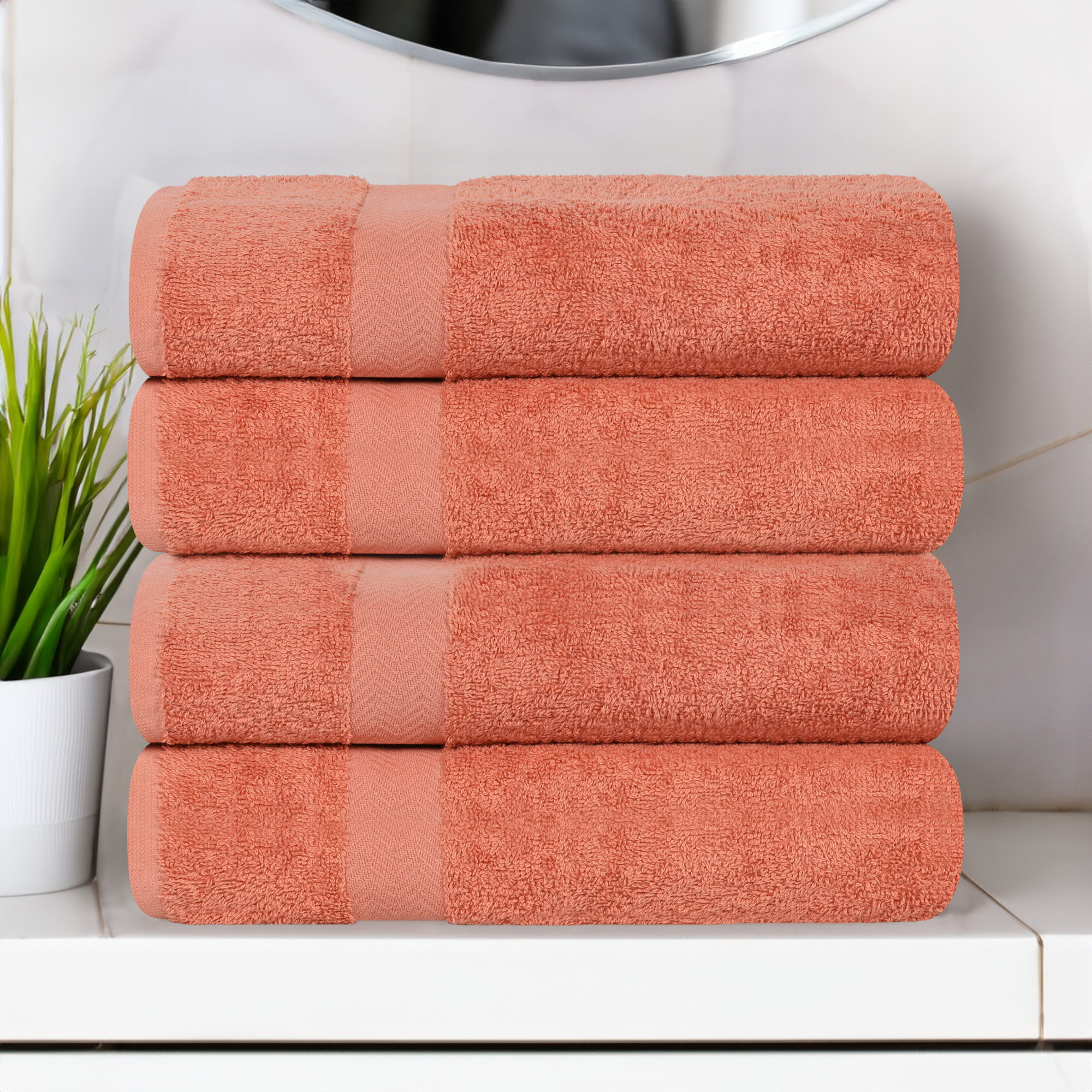 Franklin Cotton Lightweight Quick-Drying Bath Towel, Coral
