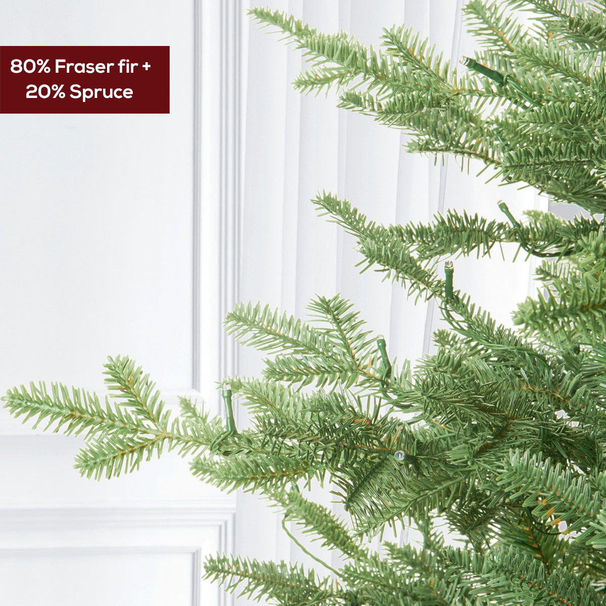Cashmere Flocked Pre-Lit Fir Christmas Tree, 6.5ft, Not Pre-Lit