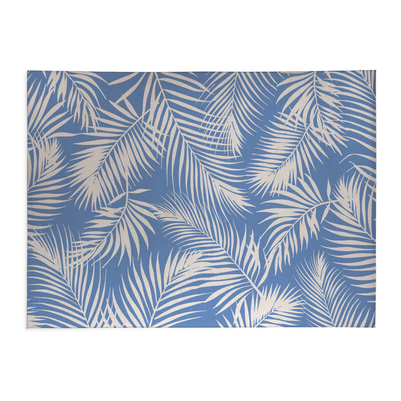 Tapis de cuisine léger Waving Palms, Rectangle 5 pi x 7 pi, Bleu