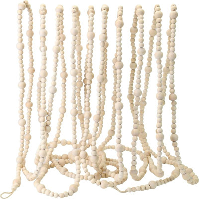86 pouces, guirlande de perles en bois de couleur naturelle, guirlande de perles en bois, décorations de Noël rustiques, décorations de maison de campagne de style bohème ou décorations d'arbre de Noël maison de vacances d'hiver, ensemble de 2