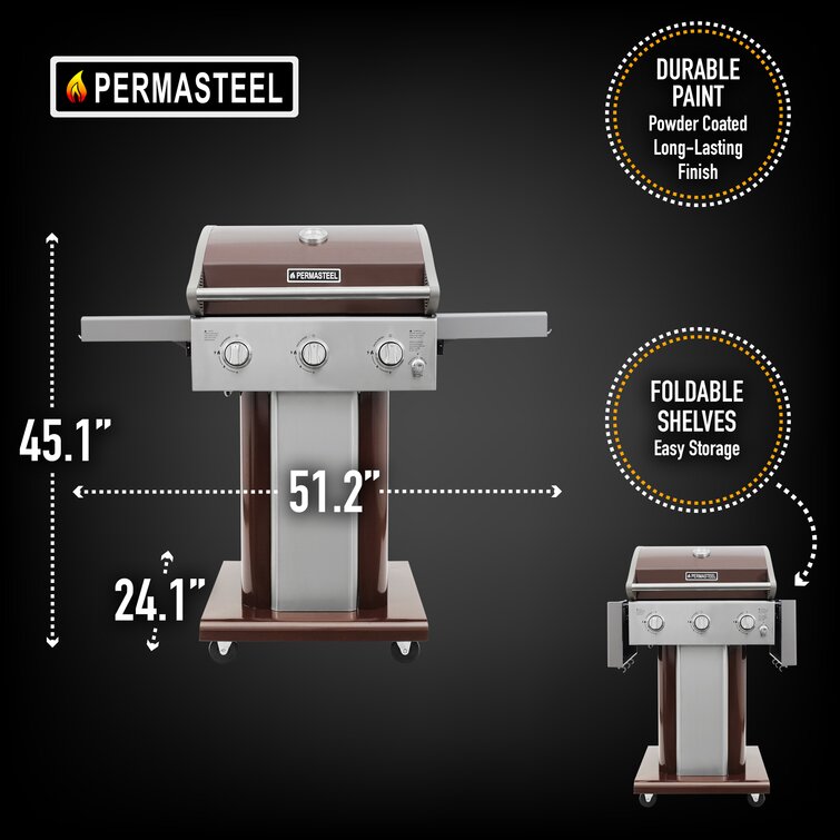 PERMASTEEL 2-Burner Pedestal Propane Gas Grill in Black With