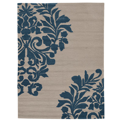 Tapis fait main Equelle ivoire et cobalt