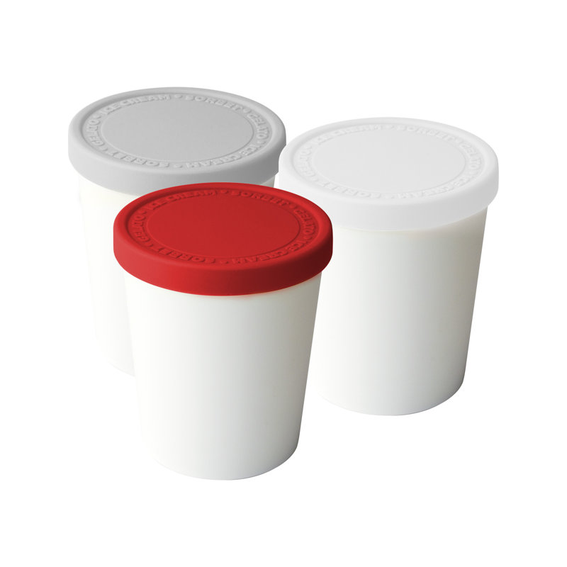 Tovolo Mini Sweet Treat Ice Cream Tubs, 6 Oz. Mini Ice Cream Tubs, Set Of 3 Reusable Containers, Tight-Fitting Silicone Lid, Easy Stacking Reusable Ice Cream Container