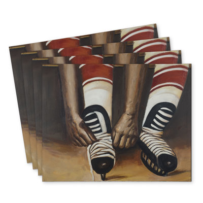 Hockey Player Skates Polyester Placemats Set of 4 - Home Decor