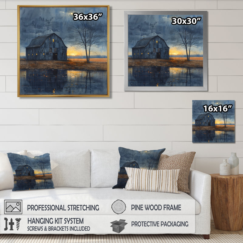 Lumière de l'hiver grange d'hiver II - impressions sur toile de grange, H 30 po x l 30 po x P 1 po