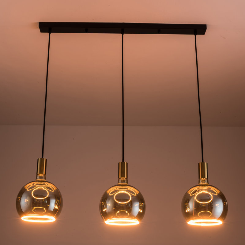 Akers 3 - Light Bulb Pendant, Black/Gold