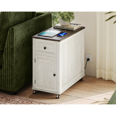 End Table With Storage Charging Station Hidden Usb Ports And Outlet