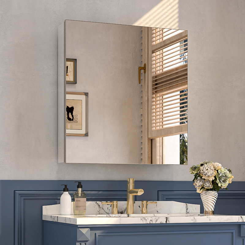 Recessed & Surface Mount Medicine Cabinet With Mirror, Adjustable Shelves And Soft-Close Hinges, 26" H x 24" W x 5" D