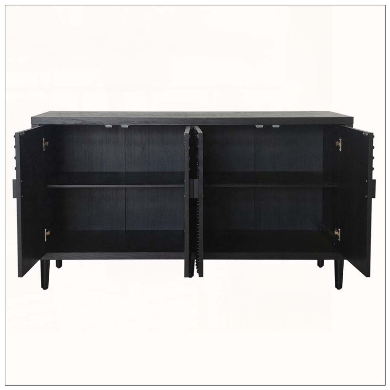 Cabine de rangement moderne en bois noir, 59 pouces - noir